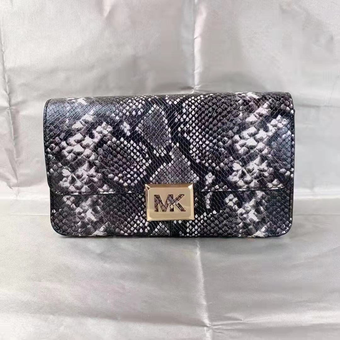 MICHAEL KORS 35F1G6SL3G Sonia Medium Snake Embossed Faux Leather Shoulder Bag In Black MICHAEL KORS 35F1G6SL3G Sonia Medium Snake Embossed Faux Leather Shoulder Bag In Black